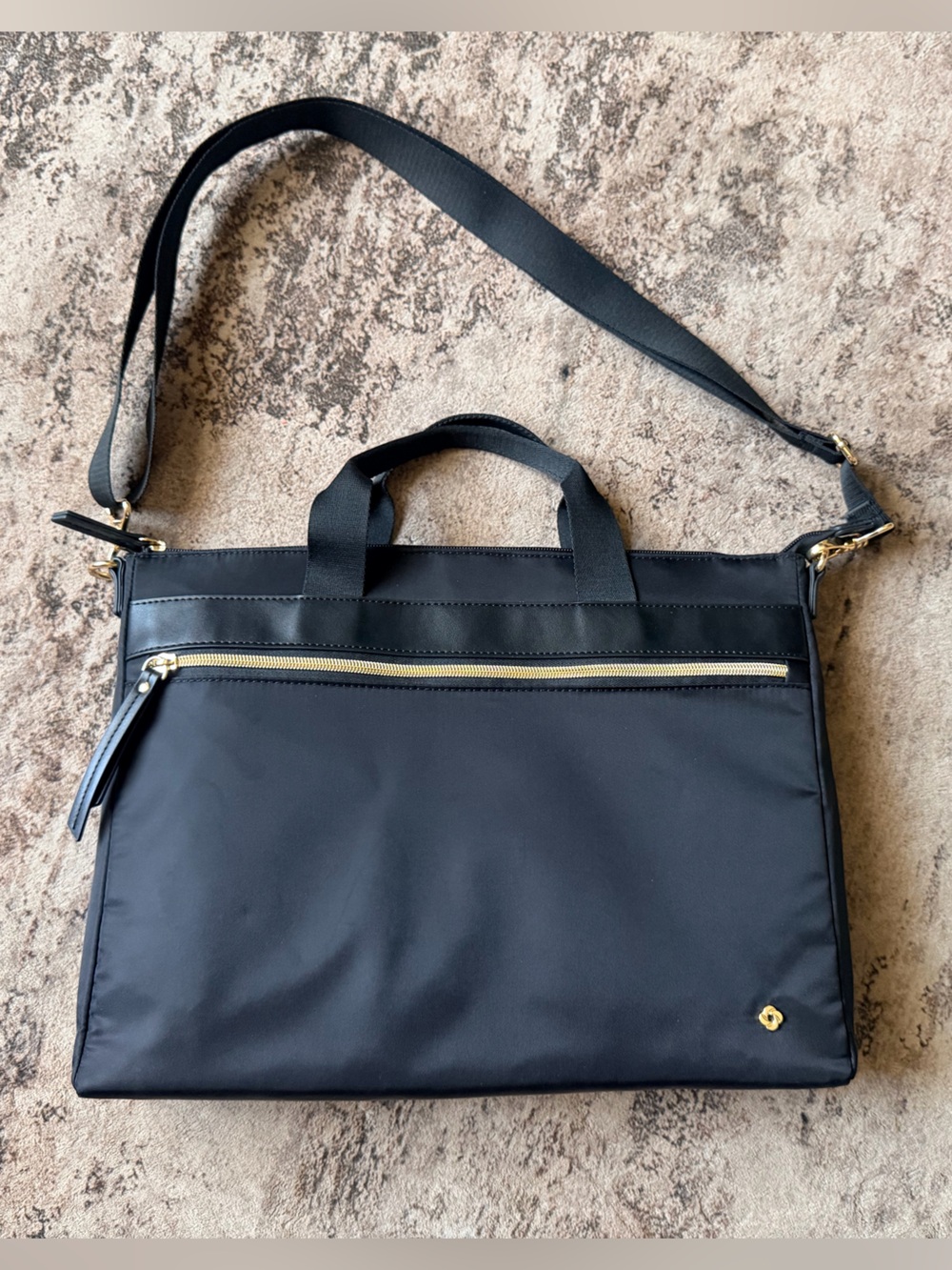Samsonite Black Laptop Bag with Gold Hardware